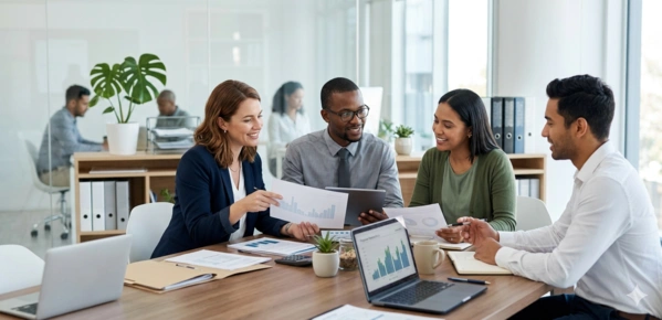 Equipe WH Contabilidade em reunião de planejamento